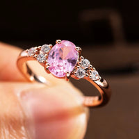 Fashion Oval Pink Zircon Wedding Rings for Women Female Elegant Simple Dainty Ring Engagement Finger Love Lady Gift Jewerly
