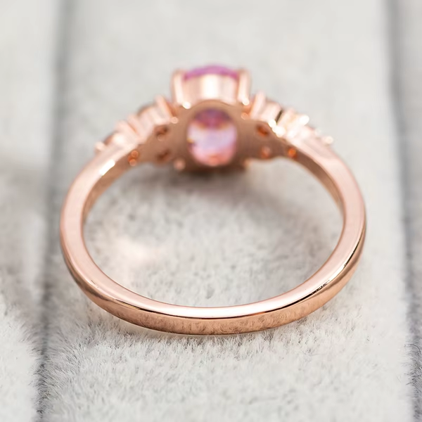 Fashion Oval Pink Zircon Wedding Rings for Women Female Elegant Simple Dainty Ring Engagement Finger Love Lady Gift Jewerly