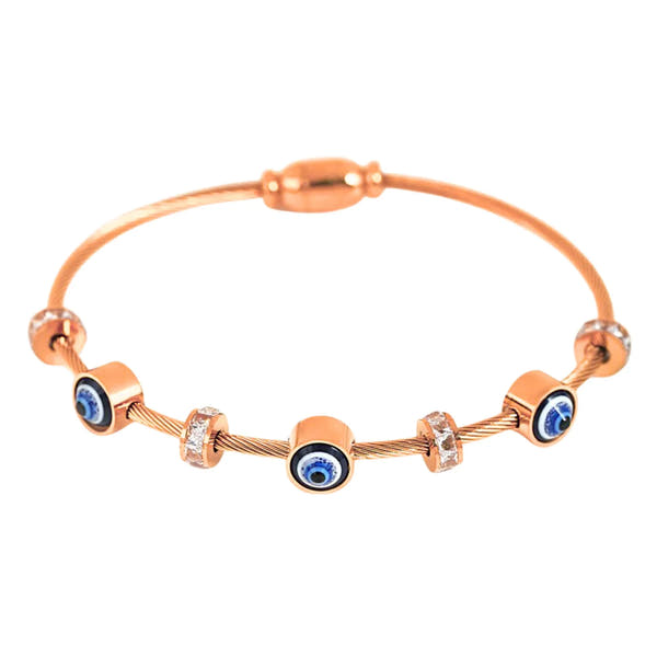 Rose Gold Evil Eye Bangle Bracelet