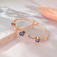 Rose Gold Evil Eye Bangle Bracelet