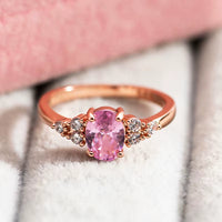 Fashion Oval Pink Zircon Wedding Rings for Women Female Elegant Simple Dainty Ring Engagement Finger Love Lady Gift Jewerly