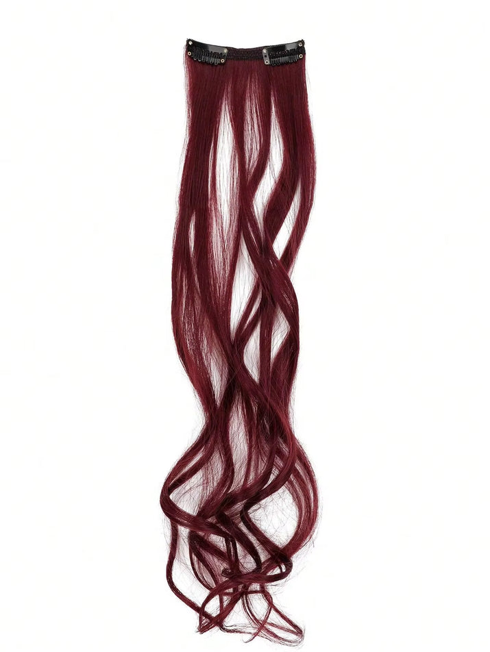 7Pcs Large Wave Black 22-Inch Medium Synthetic Clip-On Hair Extension